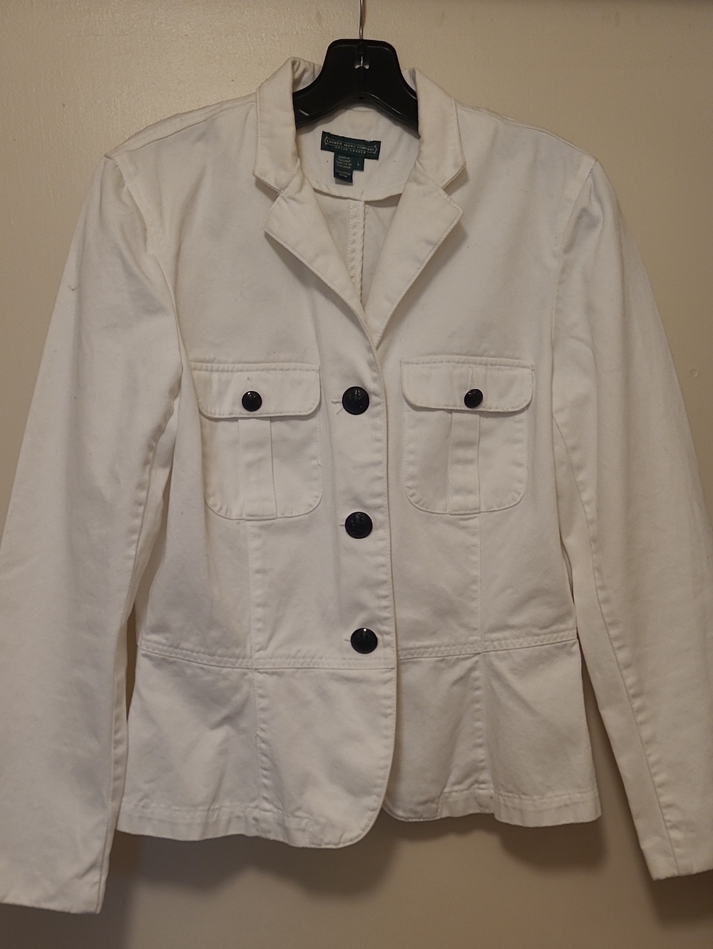 Ralph Lauren White Cotton Button-Front Blazer Jacket